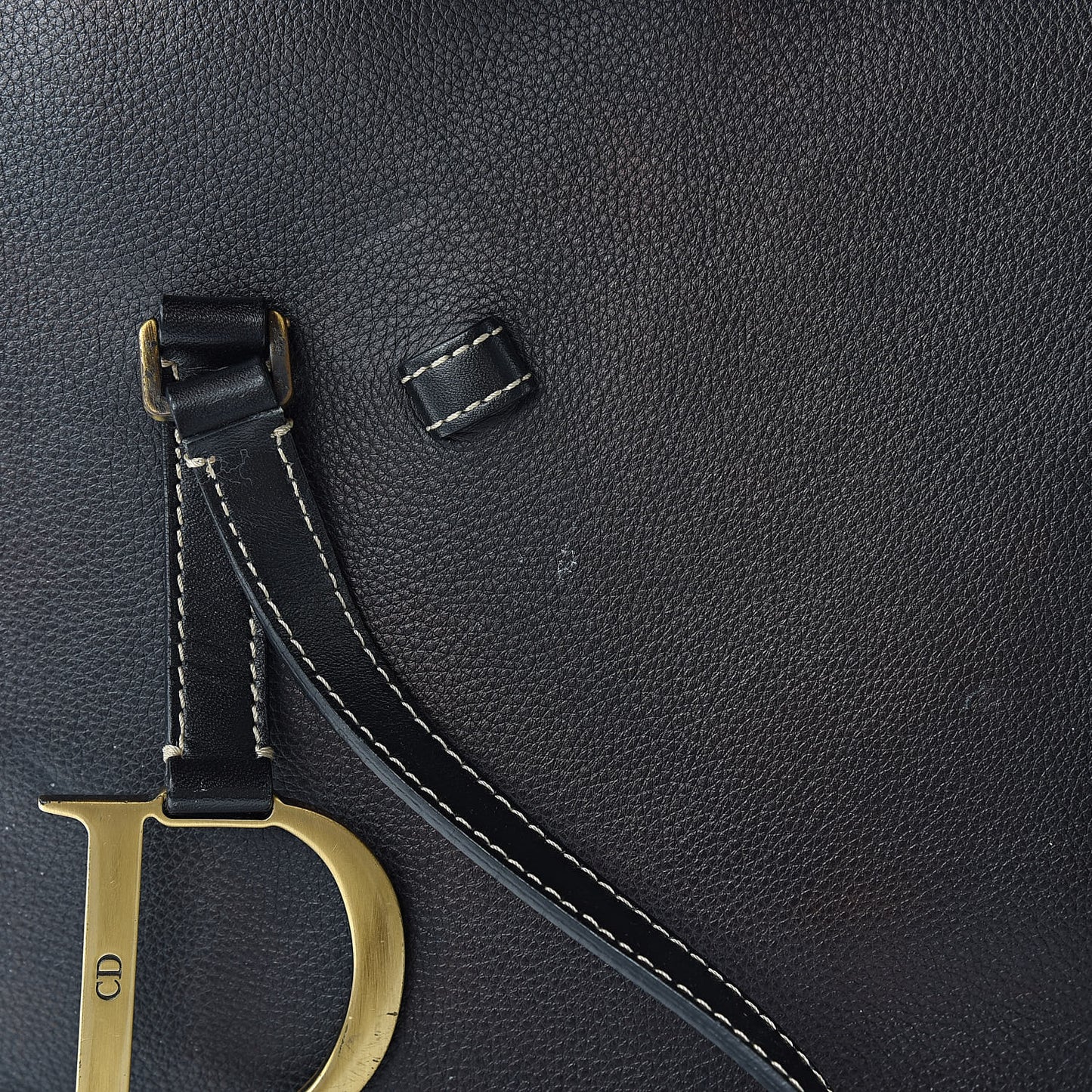 Calfskin Saddle Vertical Shopper Black