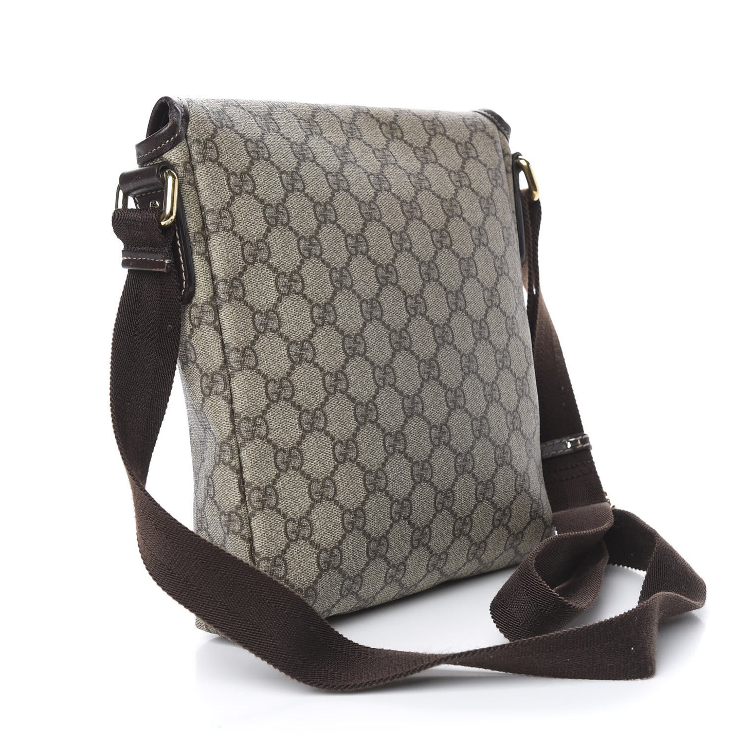 GG Supreme Monogram Selleria Calfskin Small Flap Messenger Bag Beige Ebony Cocoa Dark Chocolate