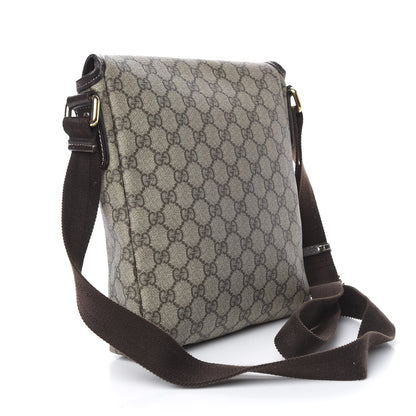 Gucci GG Supreme Monogram Selleria Calfskin Small Flap Messenger Bag Beige Ebony Cocoa Dark Chocolate 3 of 10