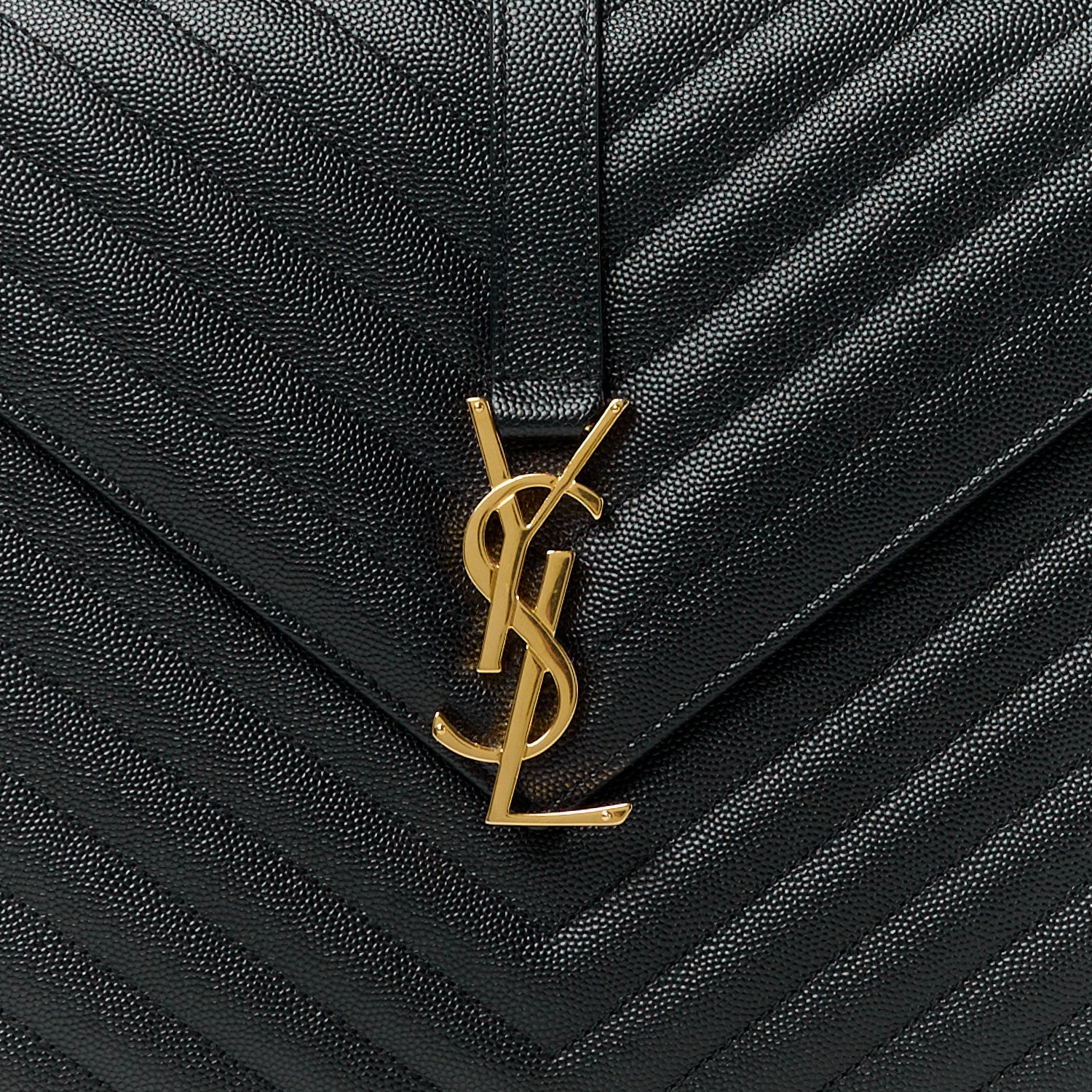 Saint Laurent SAINT LAURENT Grain De Poudre Matelasse Chevron Large Monogram Satchel Black 9 of 11