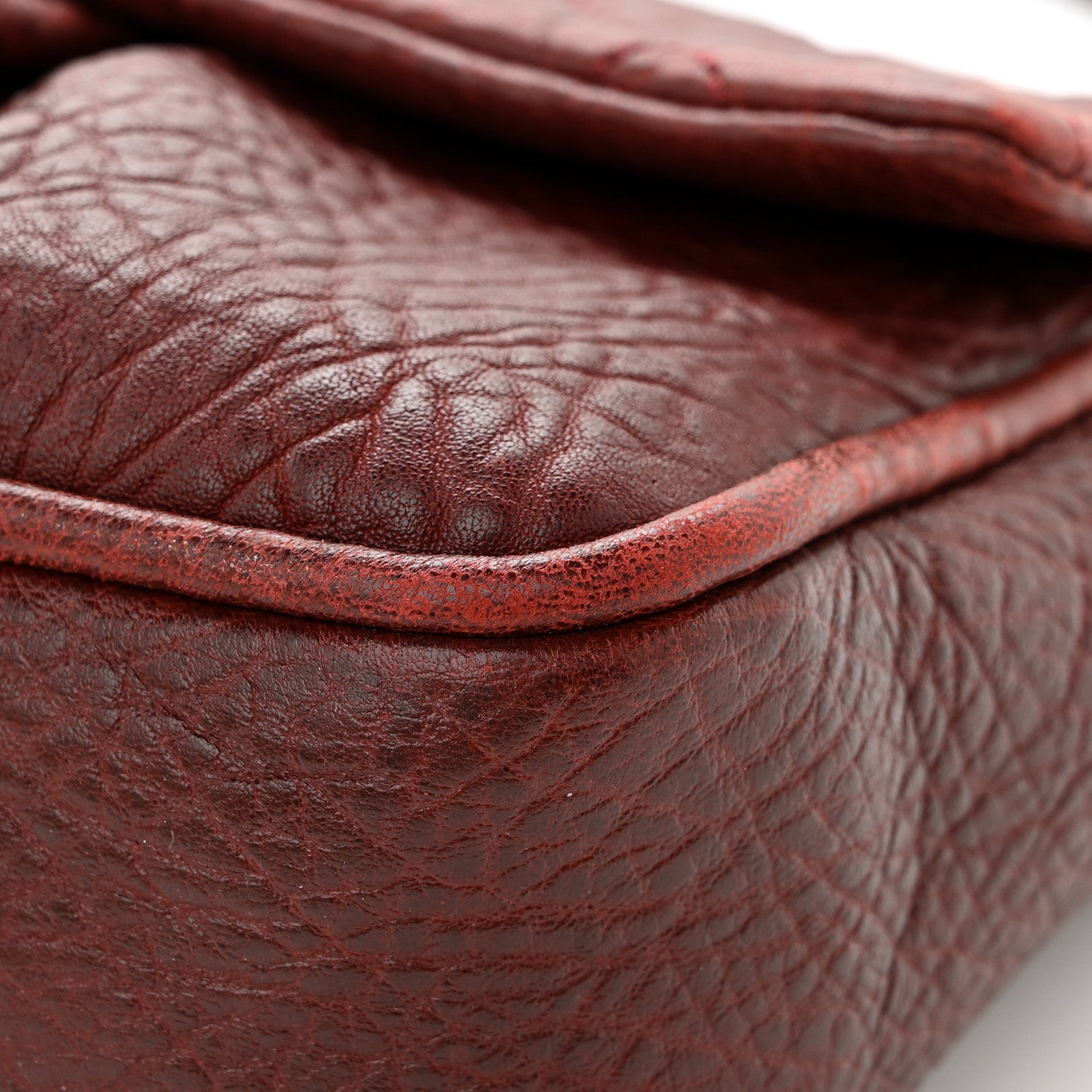 Chanel Distressed Lambskin Lady Braid Flap Burgundy 10 of 12