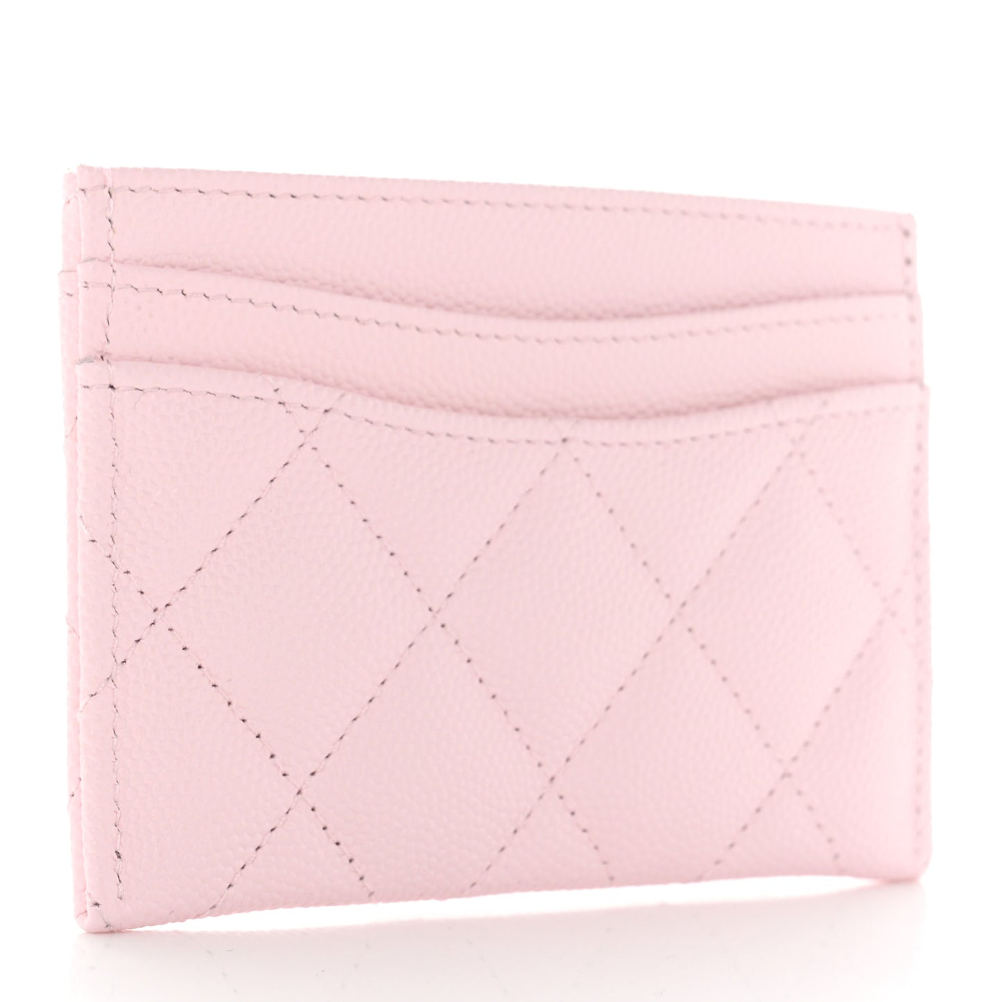 Caviar Quilted Card Holder Light Pink