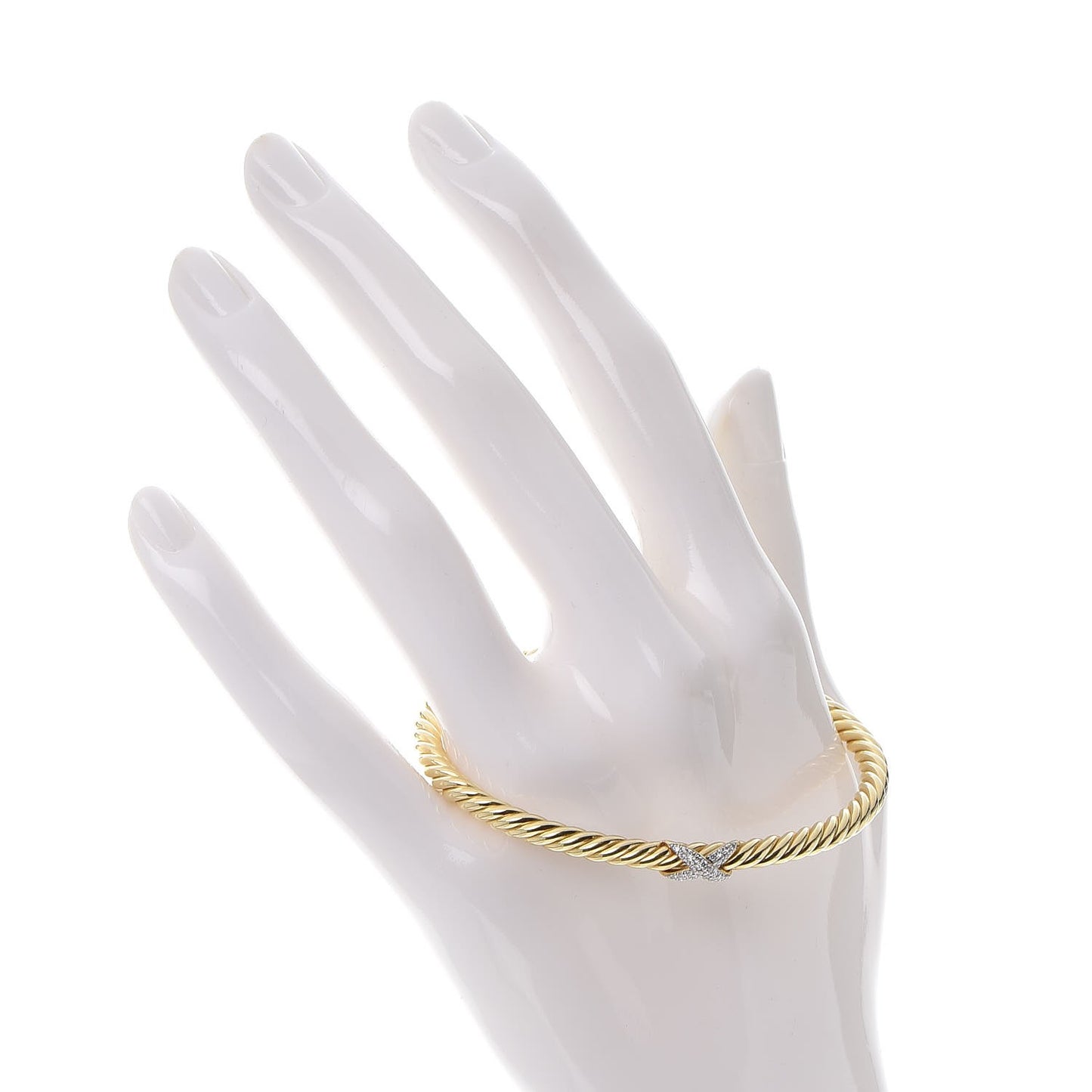 18K Yellow Gold Diamond 4mm Cablespira X Station Cable Bracelet