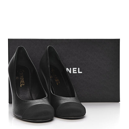 Chanel Lambskin Grosgrain Cap Toe CC Pumps 39 Black 9 of 9