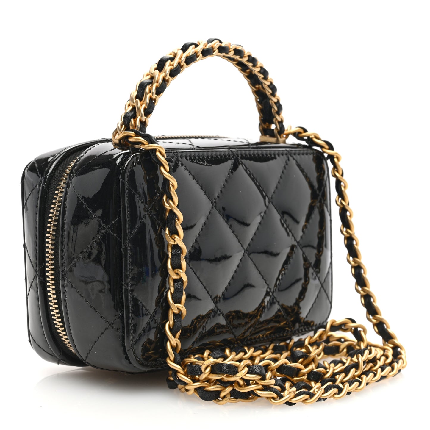 Patent Quilted Mini Pick Me Up Vanity Case Black