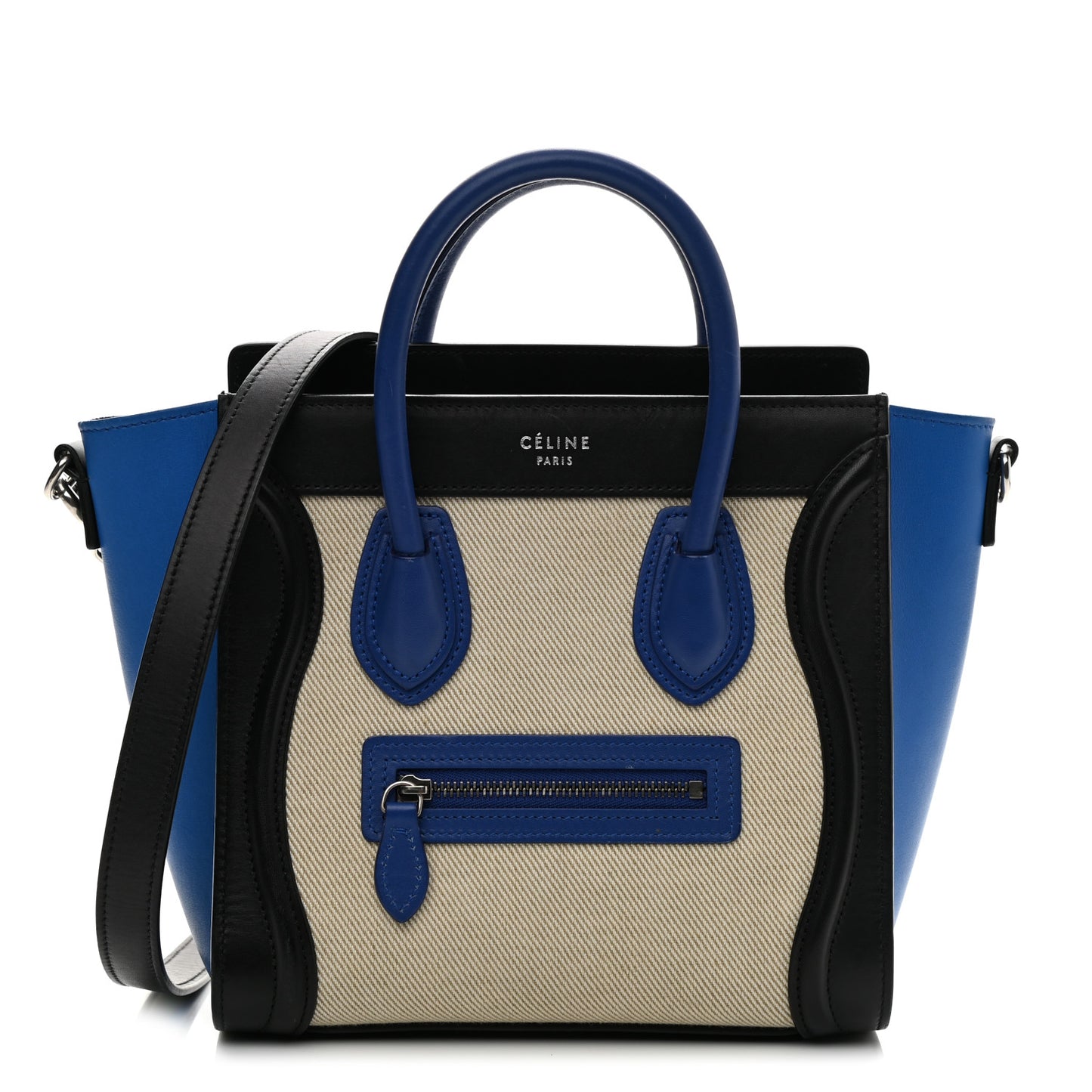 Canvas Smooth Calfskin Nano Tri-Color Luggage Natural Blue