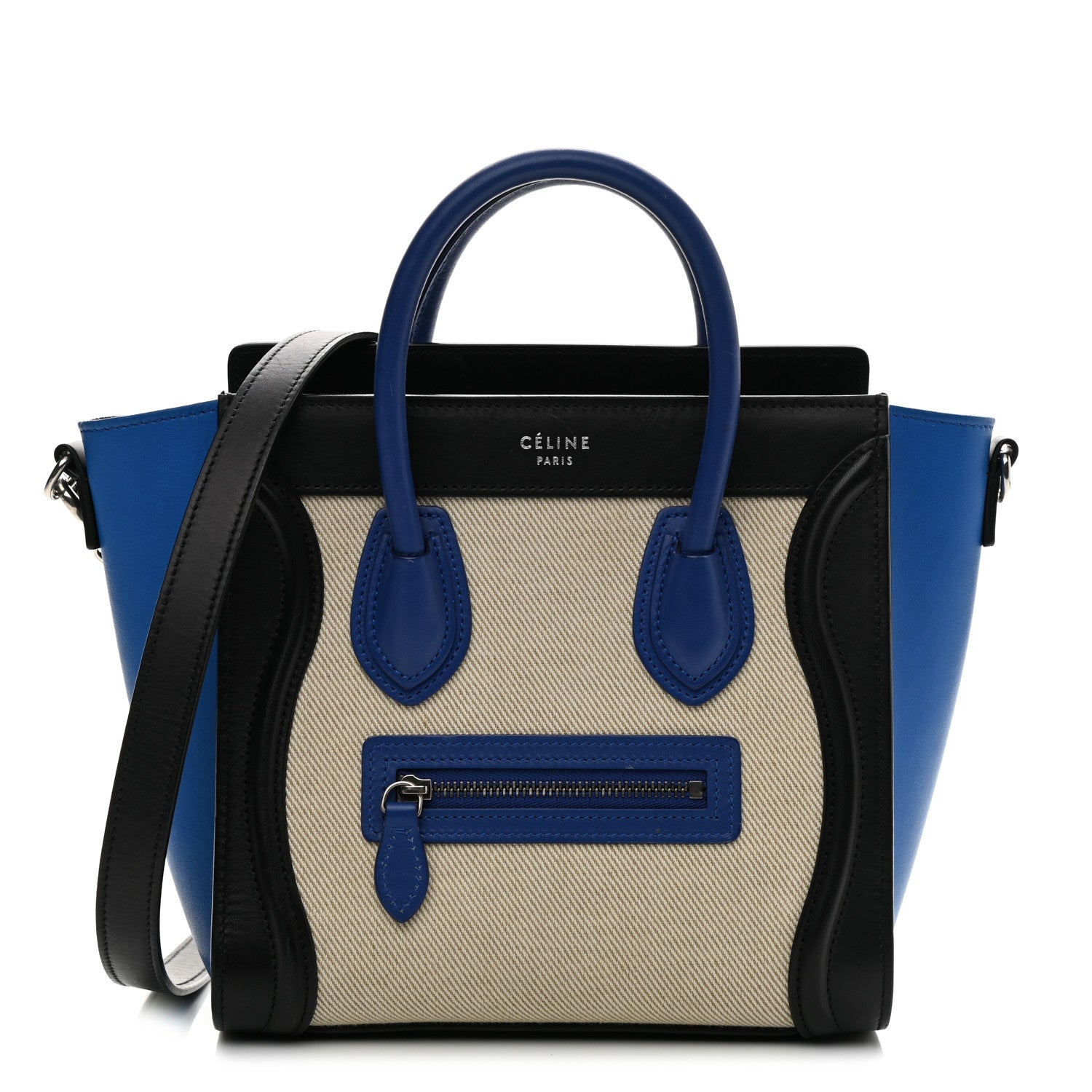 Celine Canvas Smooth Calfskin Nano Tri-Color Luggage Natural Blue 1 of 10