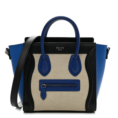 Celine Canvas Smooth Calfskin Nano Tri-Color Luggage Natural Blue 1 of 10