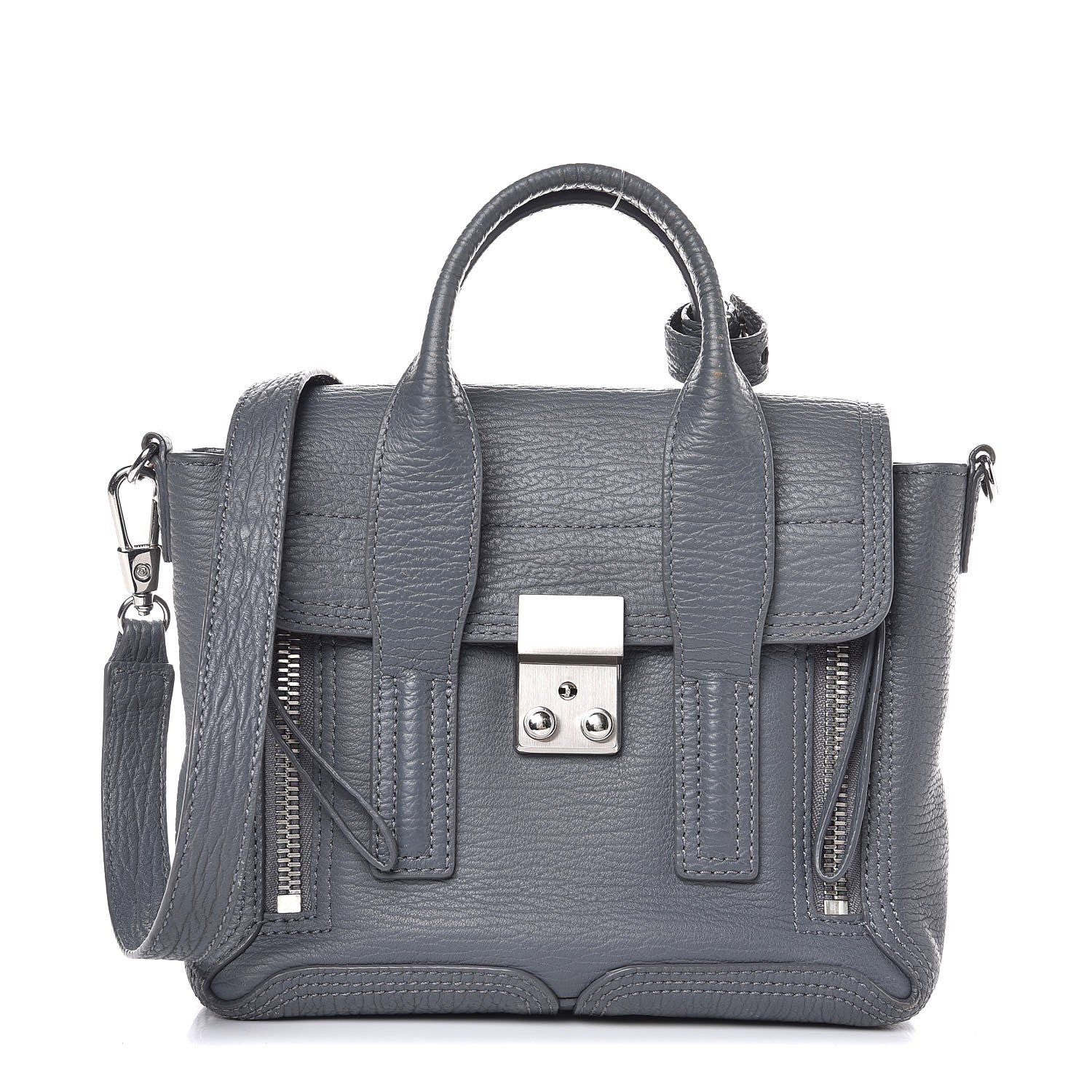 3.1 Phillip Lim 3.1 Textured Calfskin Mini Pashli Satchel Storm 1 of 7