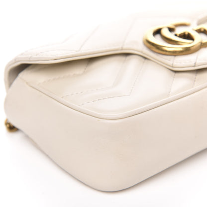 Gucci Calfskin Matelasse Super Mini GG Marmont Shoulder Bag White 8 of 12
