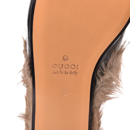 Gucci Calfskin Fur Kingsnake Embroidered Mens Princetown Slippers 8 Black 6 of 8