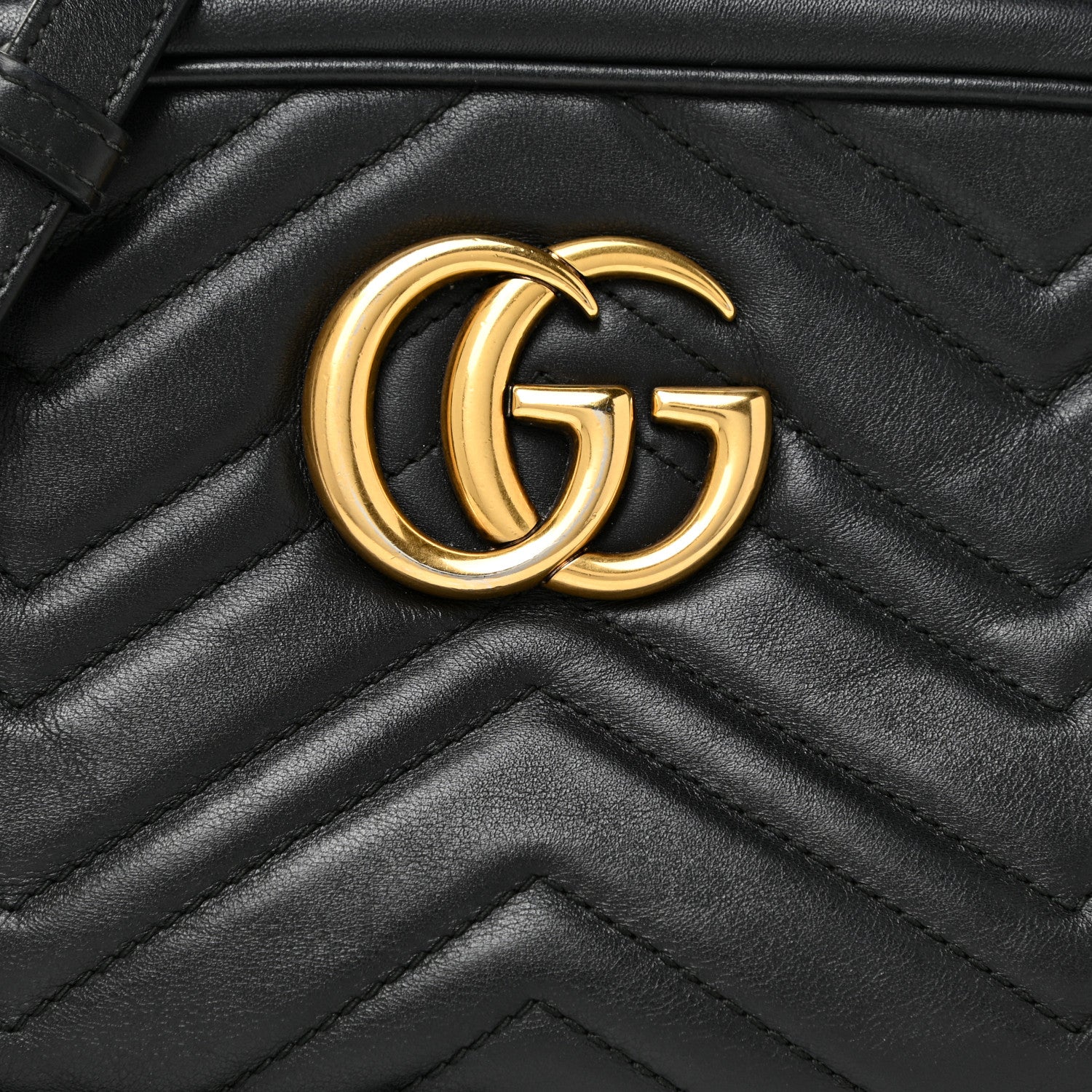 Gucci Calfskin Matelasse Small GG Marmont Chain Shoulder Bag Black 7 of 12