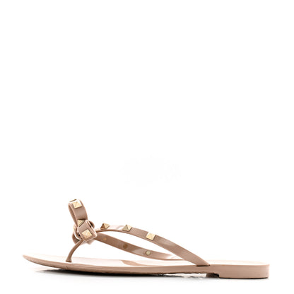 Valentino Garavani PVC Jelly Rockstud Bow Thong Sandals 39 Poudre 1 of 9