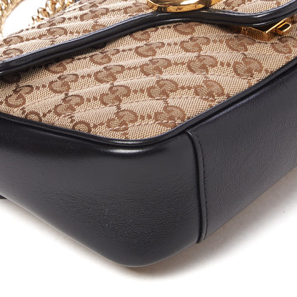 Gucci Monogram Matelasse Diagonal Small GG Marmont Shoulder Bag Beige Black 5 of 8