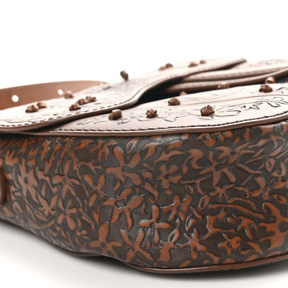 Christian Dior Calfskin Painted Laser Cut Saddle Bag With Strap Brown Multicolor 9 of 10