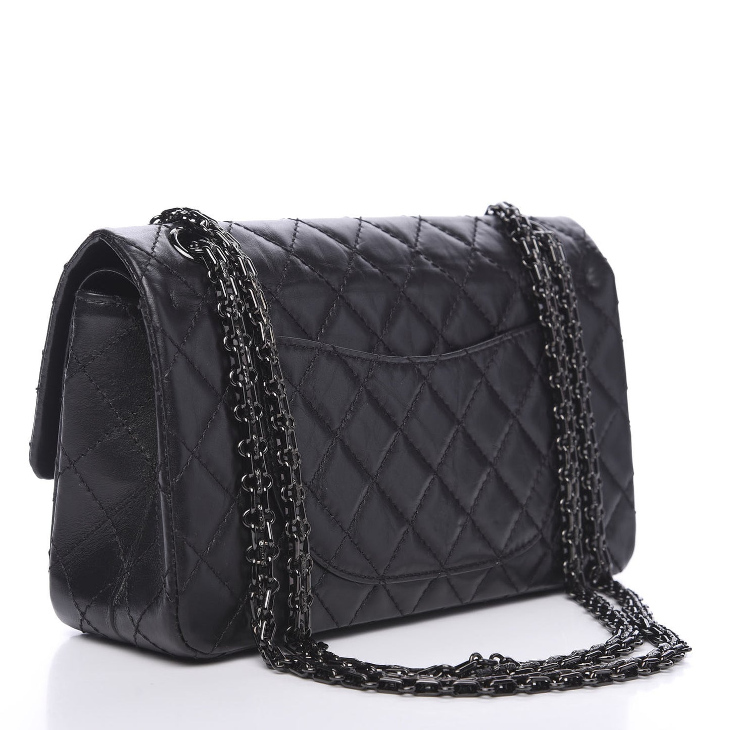 Aged Calfskin Quilted 2.55 Reissue 225 Flap So Black