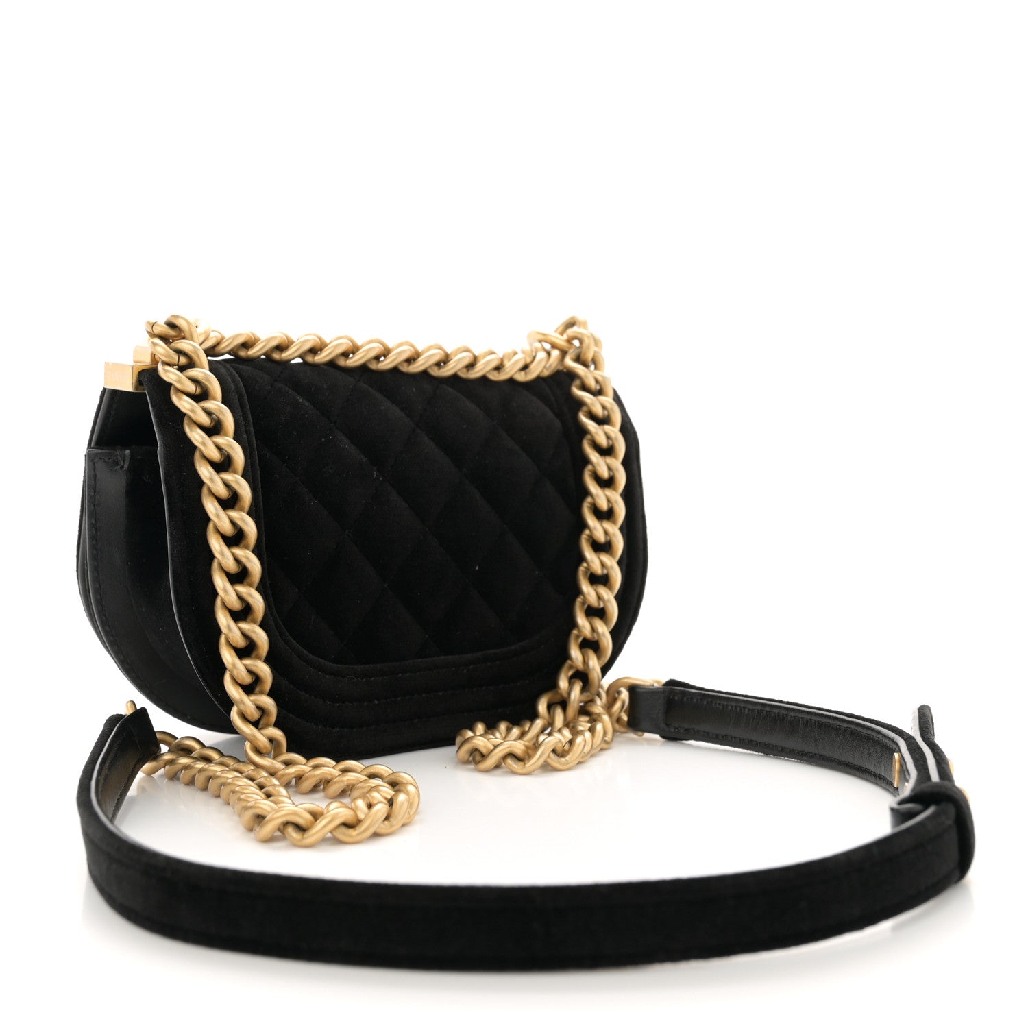 Chanel Velvet Quilted Mini Boy Messenger Bag Black 3 of 10