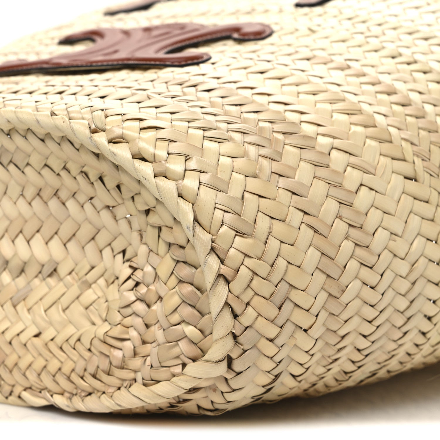 Celine Raffia Calfskin Triomphe Medium Panier Tan 9 of 10