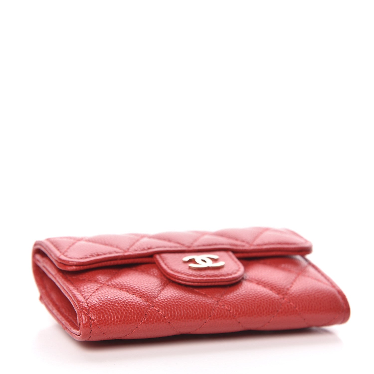Chanel Caviar Quilted Flap Card Holder Wallet Red 4 of 9