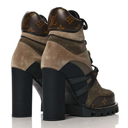 Louis Vuitton Suede Calfskin Monogram Star Trail Ankle Boots 37.5 Khaki 4 of 7