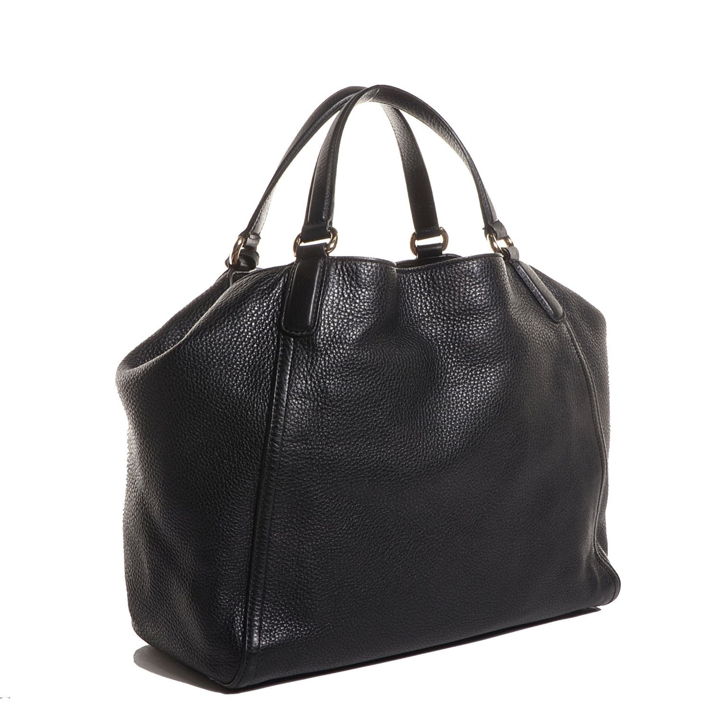 Pebbled Calfskin Medium Soho Shoulder Bag Black