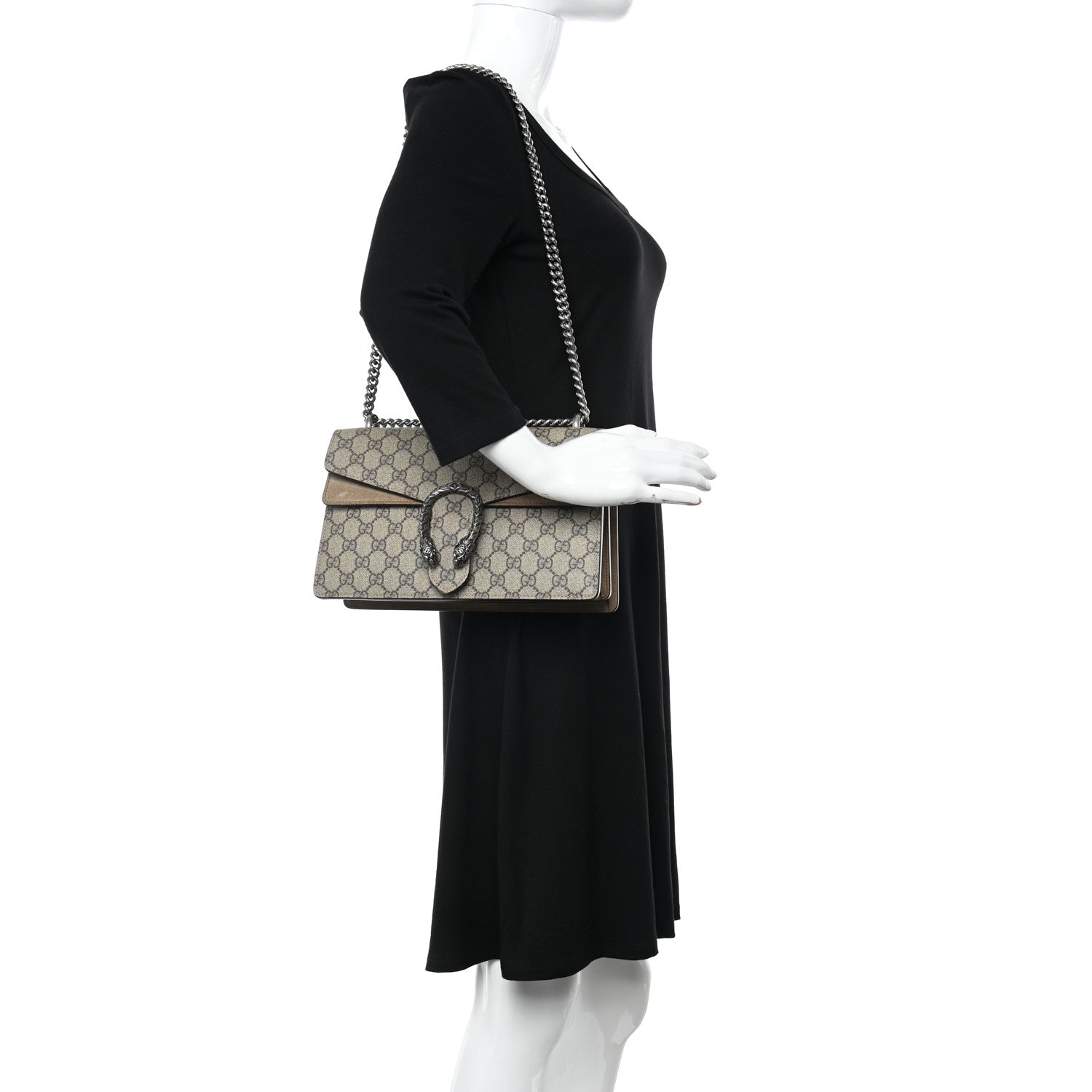 Gucci GG Supreme Monogram Small Dionysus Shoulder Bag Taupe 2 of 10