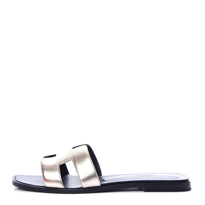 Hermes Metallic Nappa Oran Sandals 39 Rose Dore 1 of 11