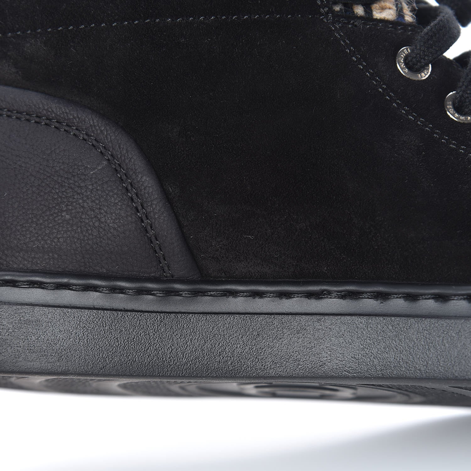 Chanel Suede Calfskin Tweed High Top Sneakers 36.5 Black 12 of 16