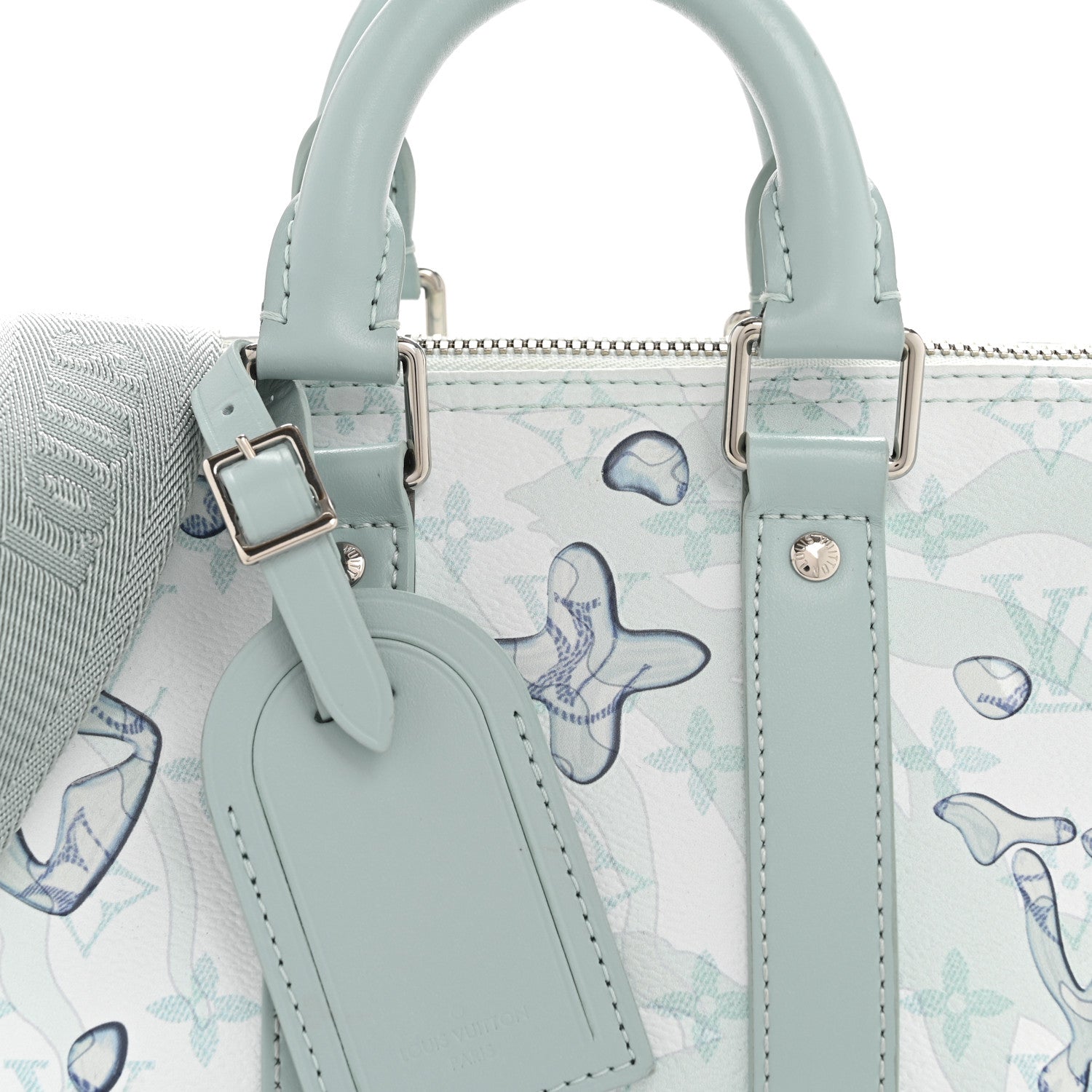Louis Vuitton Monogram Aquagarden Keepall Bandouliere 25 Crystal Blue 7 of 9