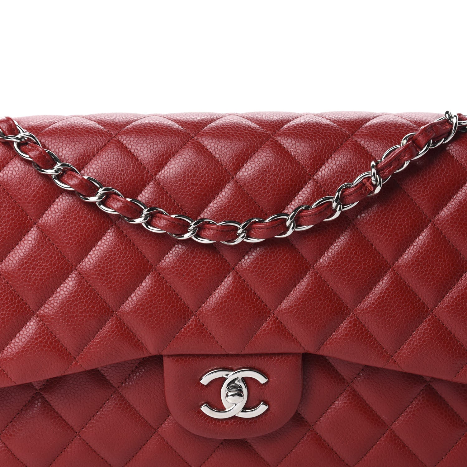 Chanel Caviar Quilted Jumbo Double Flap Red 12 of 12