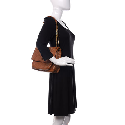 Saint Laurent Crinkled Calfskin Matelasse Monogram Medium Niki Chain Satchel Caramel 2 of 11