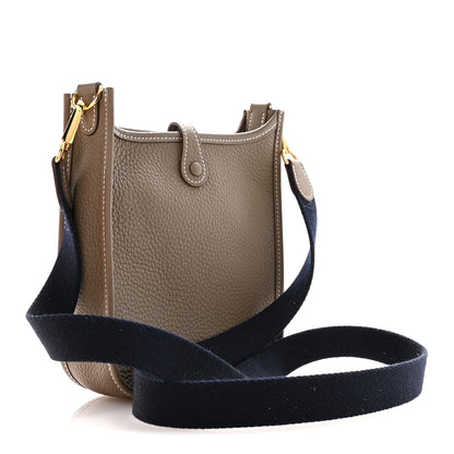 Hermes Taurillon Clemence Amazone Evelyne TPM Etoupe Bleu Indigo 3 of 12