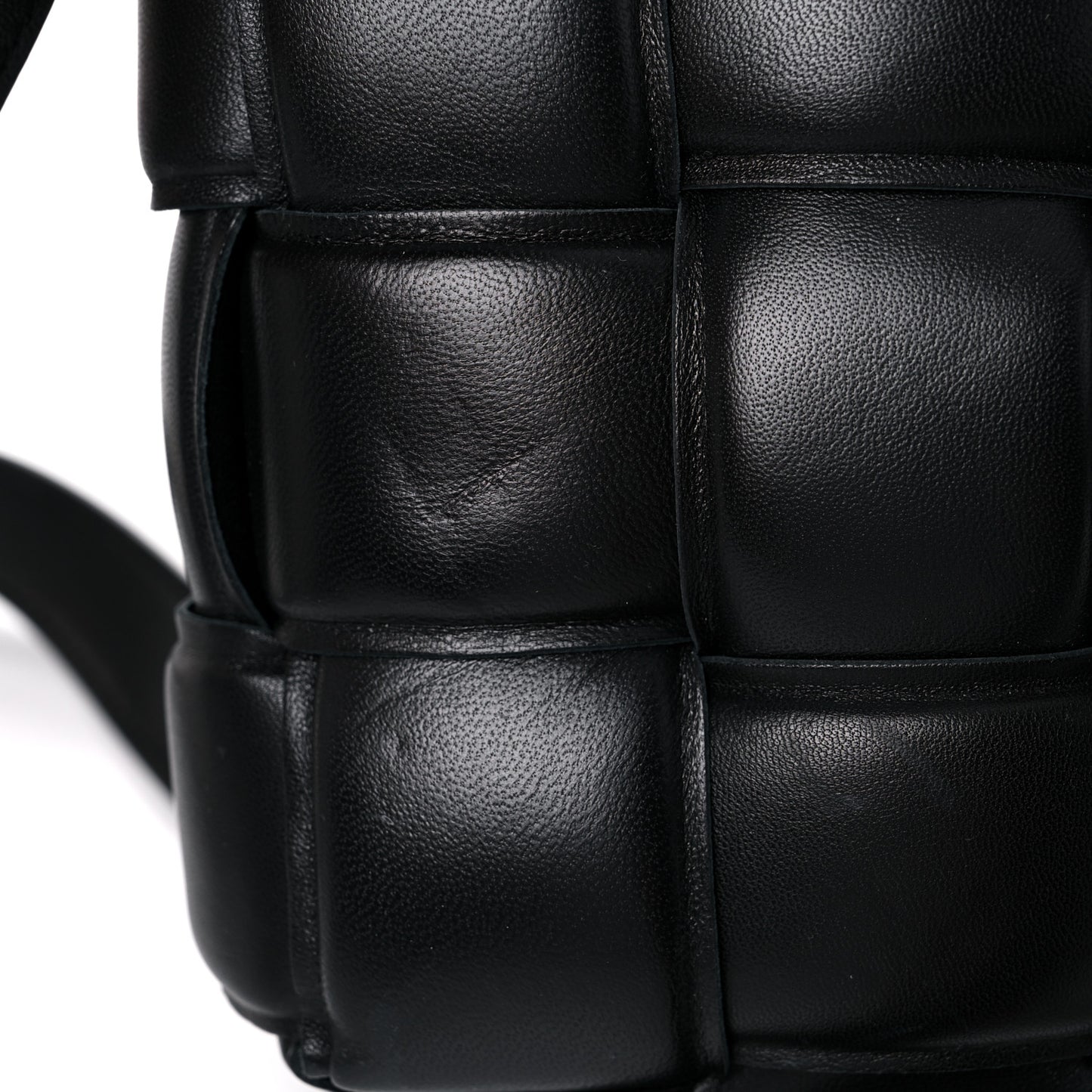 Nappa Maxi Intreccio Padded Cassette Crossbody Bag Black