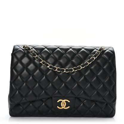 Chanel Lambskin Quilted Maxi Double Flap Black 1 of 9