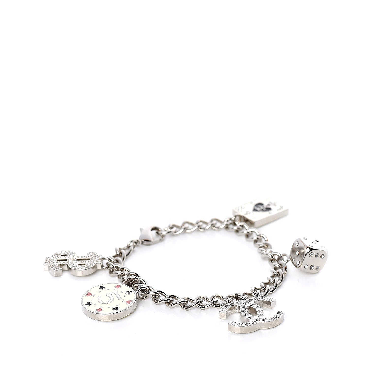 Chanel Crystal Wynn Exclusive Lucky Charm Bracelet Silver 1 of 5