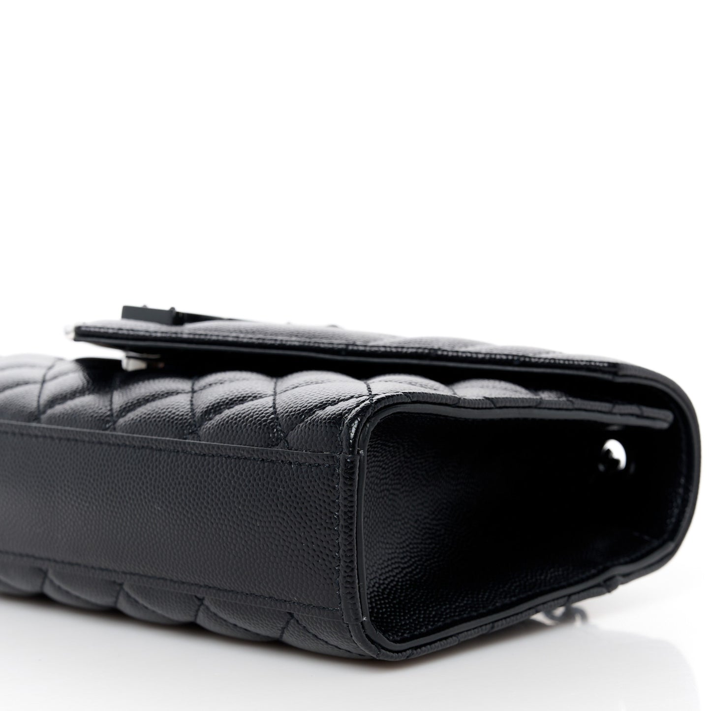 Grain De Poudre Textured Mixed Matelasse Triquilt Small Monogram Monochrome Satchel Black