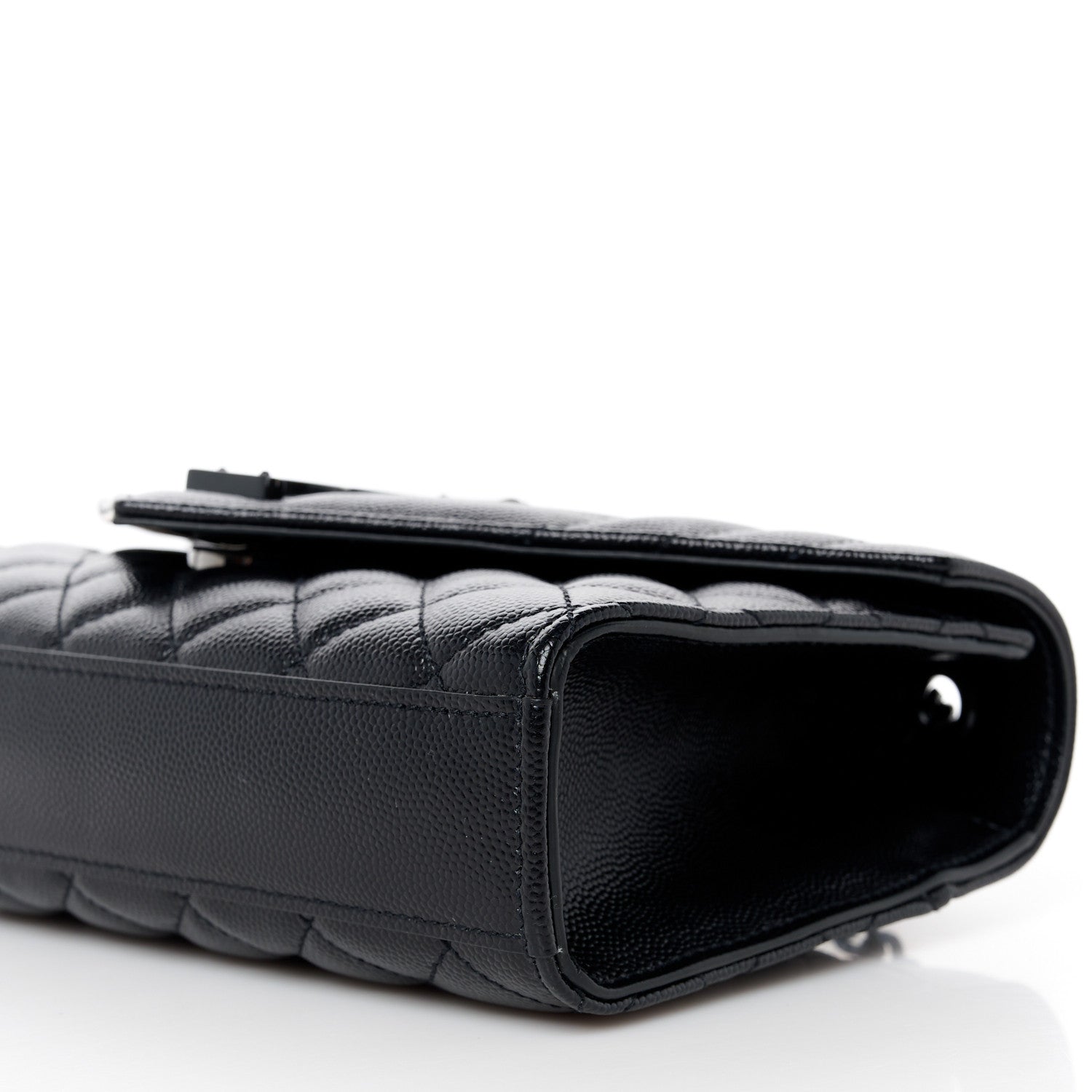 Saint Laurent Grain De Poudre Textured Mixed Matelasse Triquilt Small Monogram Monochrome Satchel Black 11 of 11