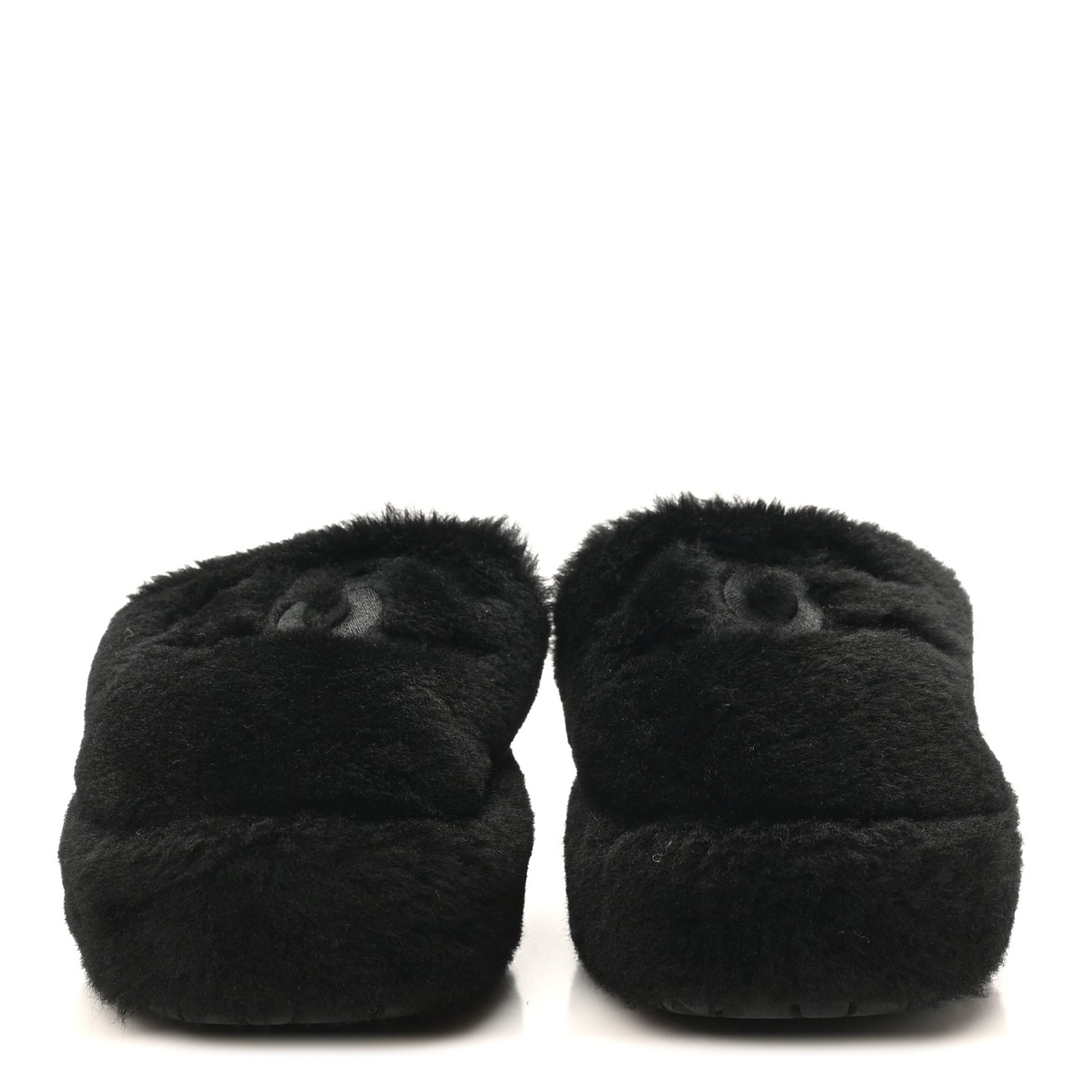 Shearling CC Flat Mules 36 Black