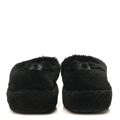 Chanel Shearling CC Flat Mules 36 Black 3 of 11