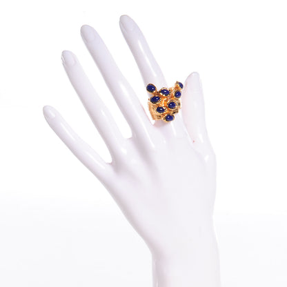 Saint Laurent Arty Dots Ring Gold Blue 7.25 2 of 5