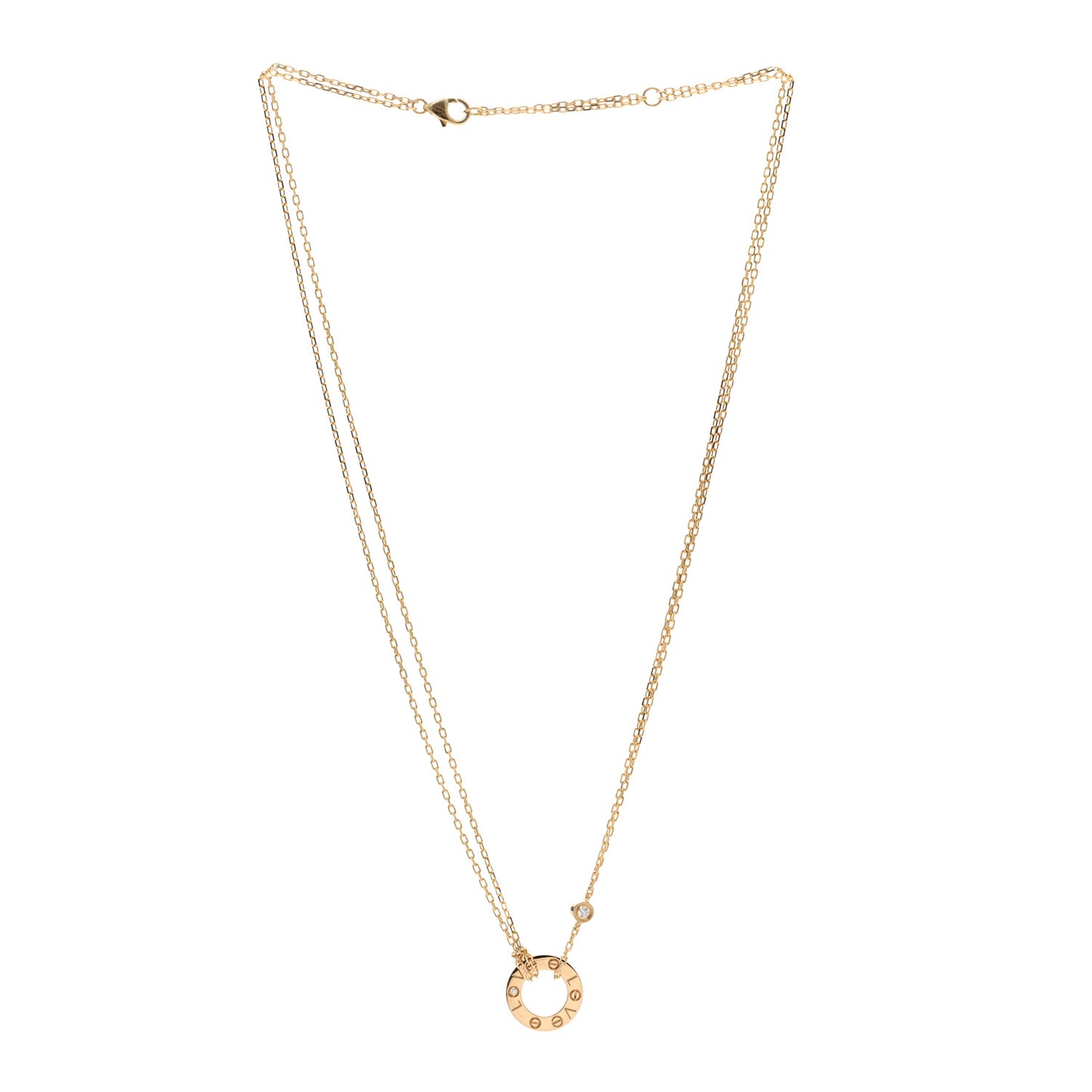18K Yellow Gold 2 Diamond LOVE Necklace