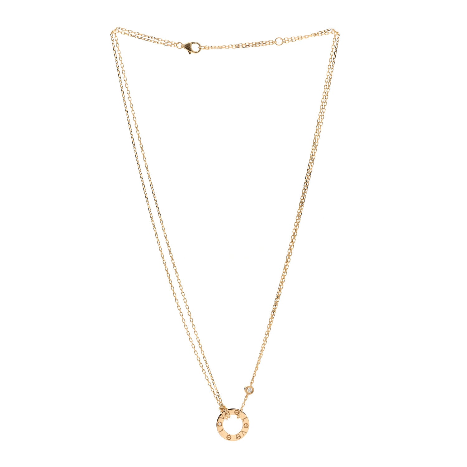 Cartier 18K Yellow Gold 2 Diamond LOVE Necklace 3 of 5