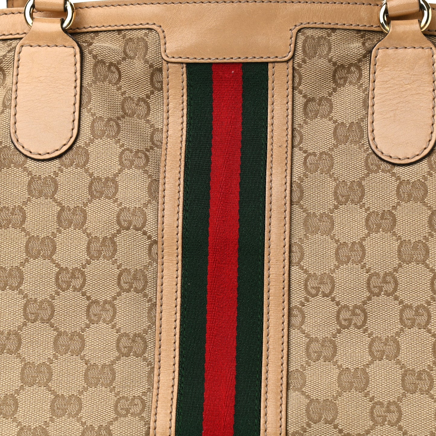 Monogram Web Large Tassel Tote Beige