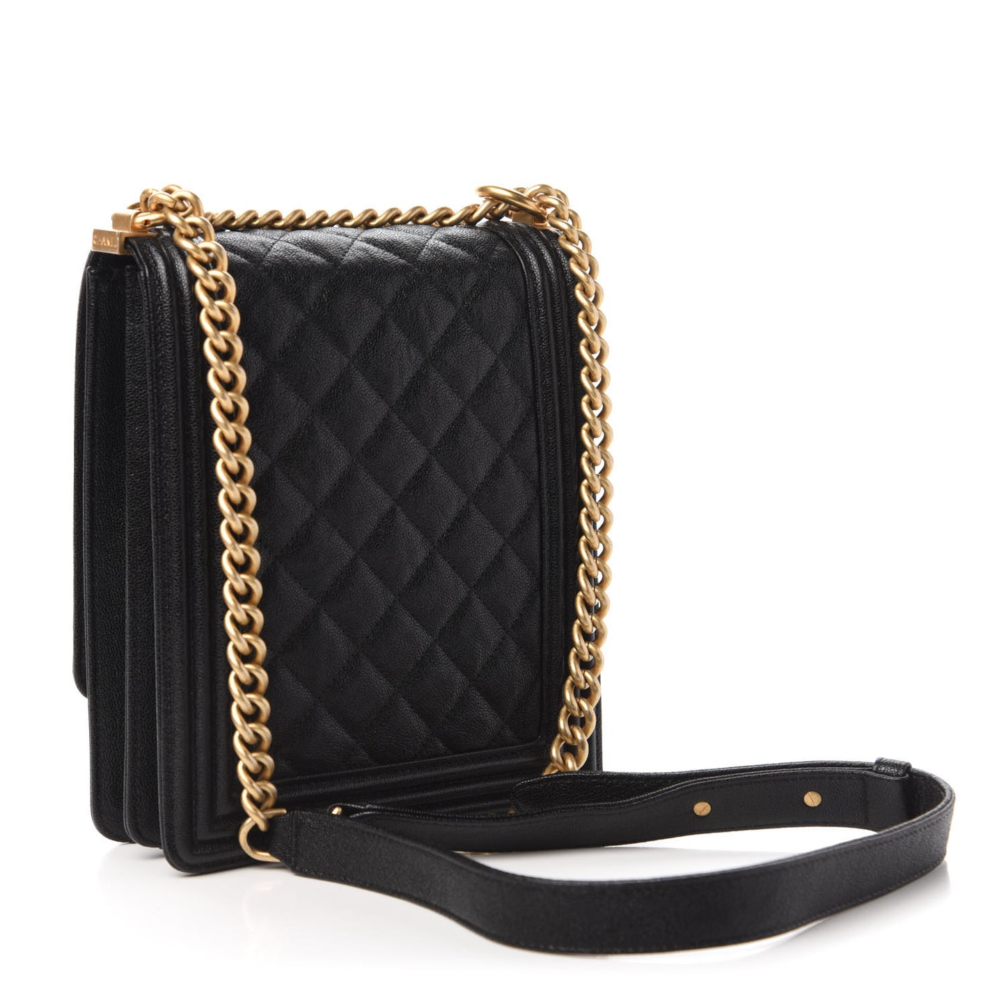 Caviar Quilted North South Boy Flap Black