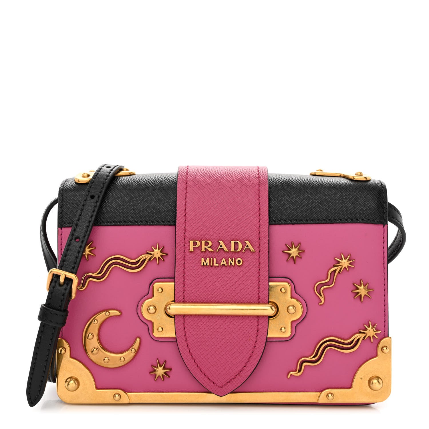 Prada City Calf Saffiano Astrology Cahier Bag Fuxia Black 1 of 11