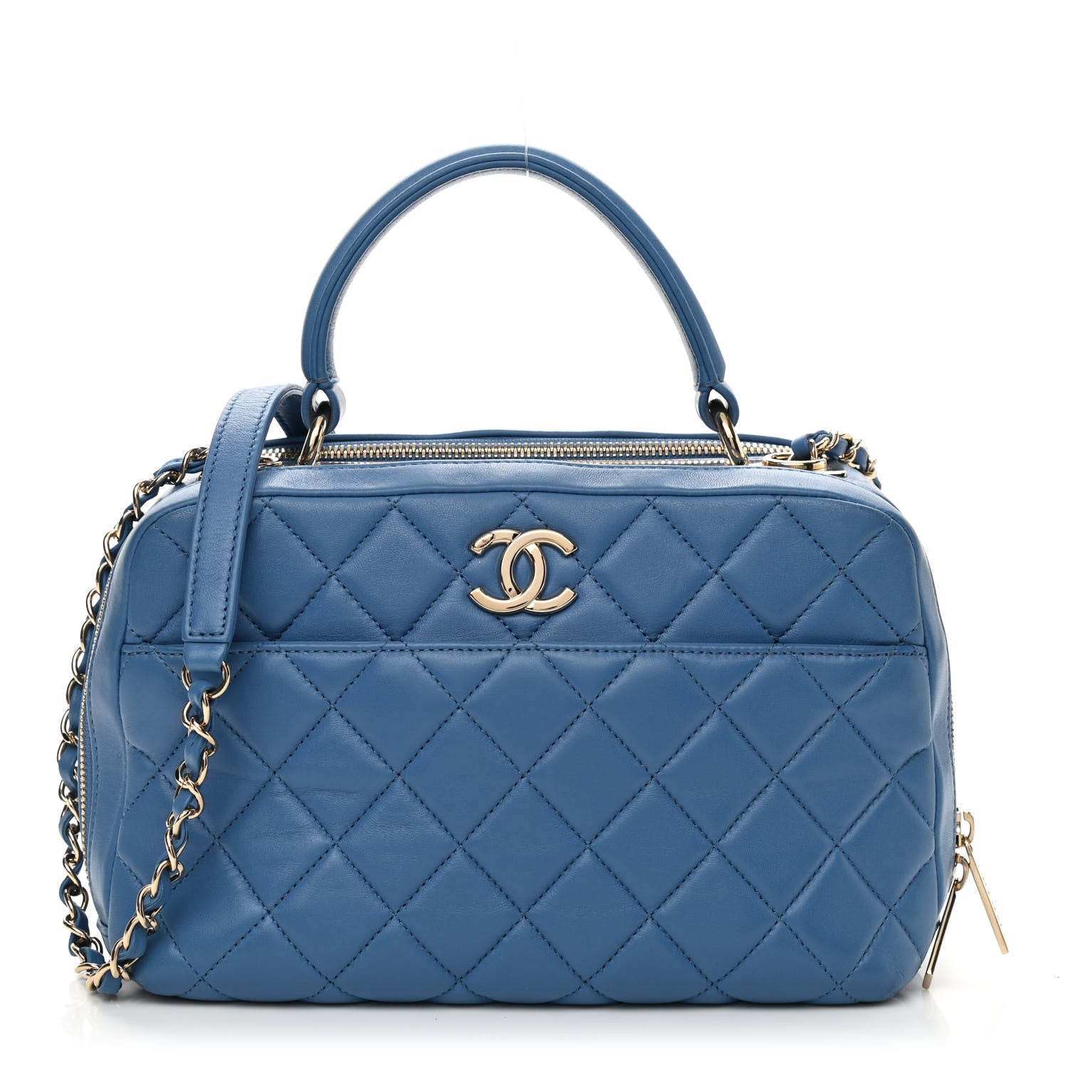 Chanel Lambskin Quilted Medium Trendy CC Bowling Bag Blue 1 of 10