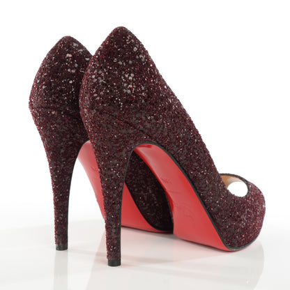 Christian Louboutin Glitter Very Prive 120 Pumps 38.5 Oxblood 4 of 7