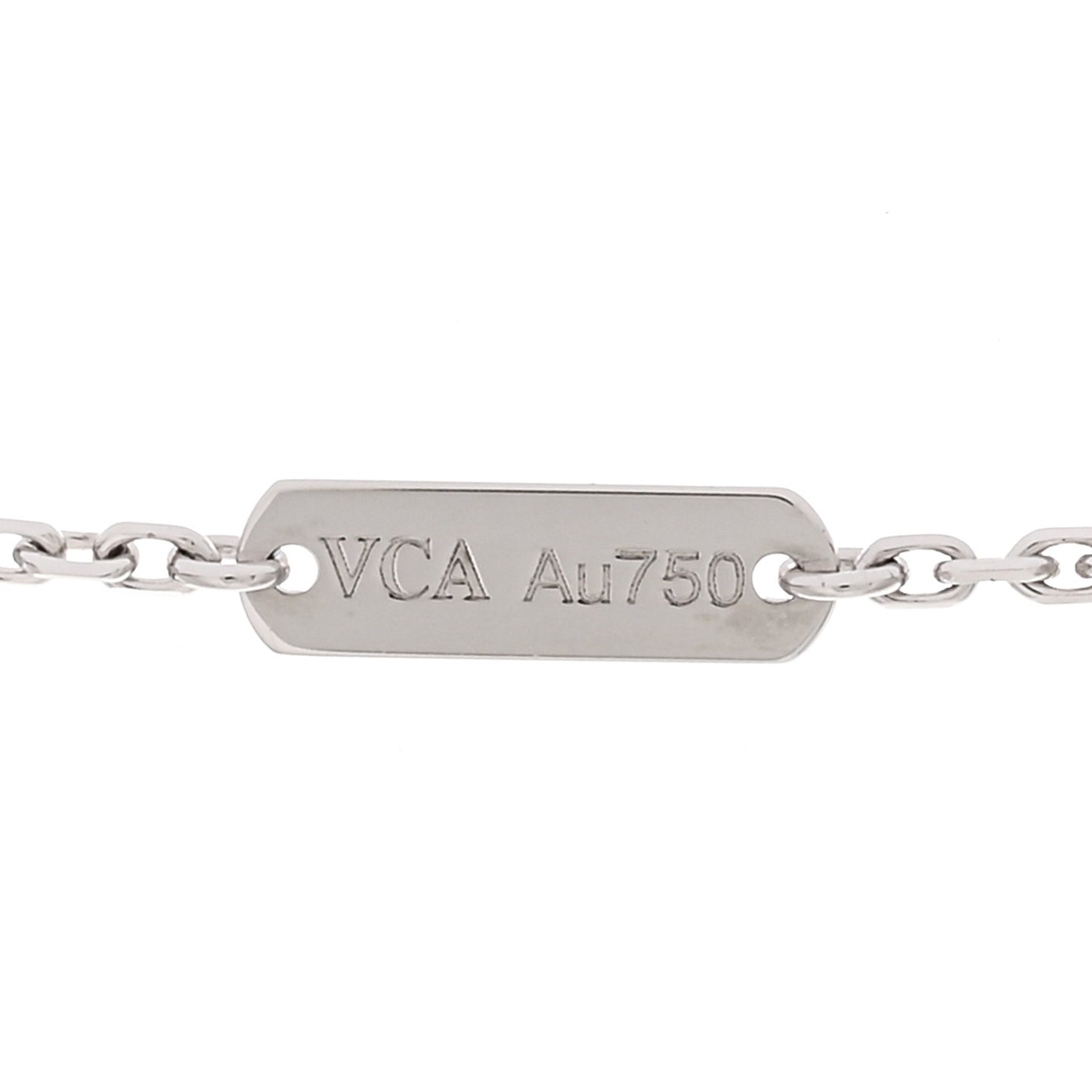18K White Gold Diamond Vintage Alhambra Pendant Necklace