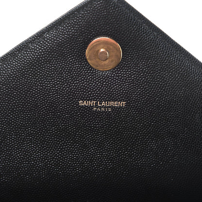 Saint Laurent Grain De Poudre Matelasse Chevron Large Monogram Satchel Black 6 of 13