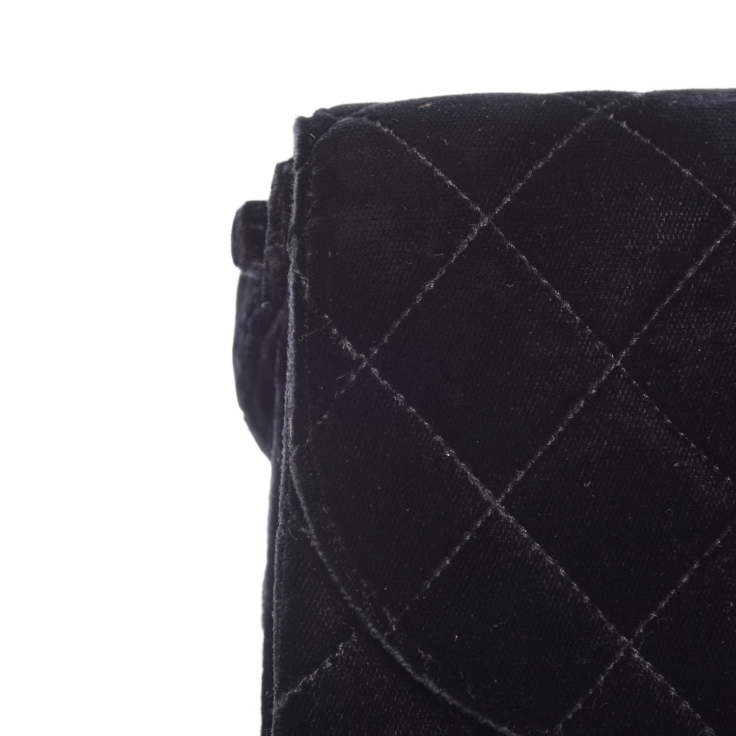 Velvet Quilted Shoulder Bag Black